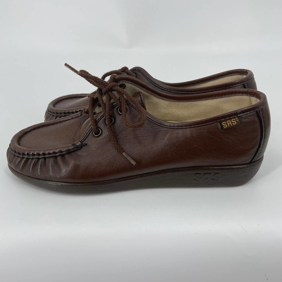 SAS Siesta Loafer Comfort Shoes Supple Leather Lace Up Brown Women's Size 8.5 - Picture 4 of 12